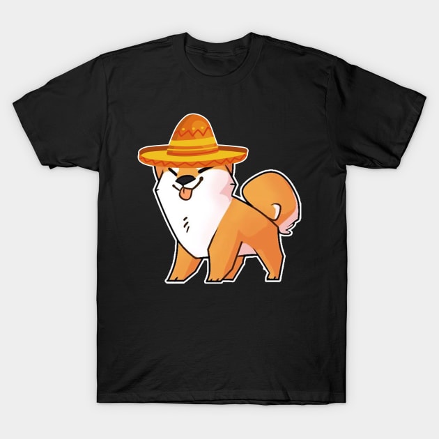 Cute dog shiba inu mexico cinco de mayo T-Shirt by franzaled